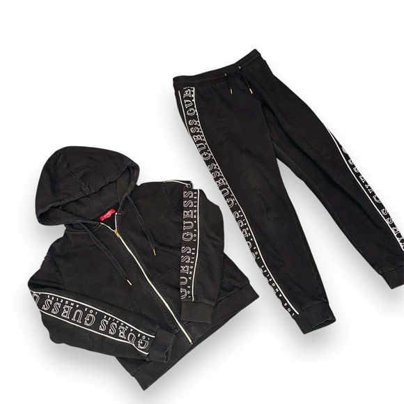 Guess Pants - GUESS Black & White Logo Tracksuit (Small Hoodie/Medium Joggers)
